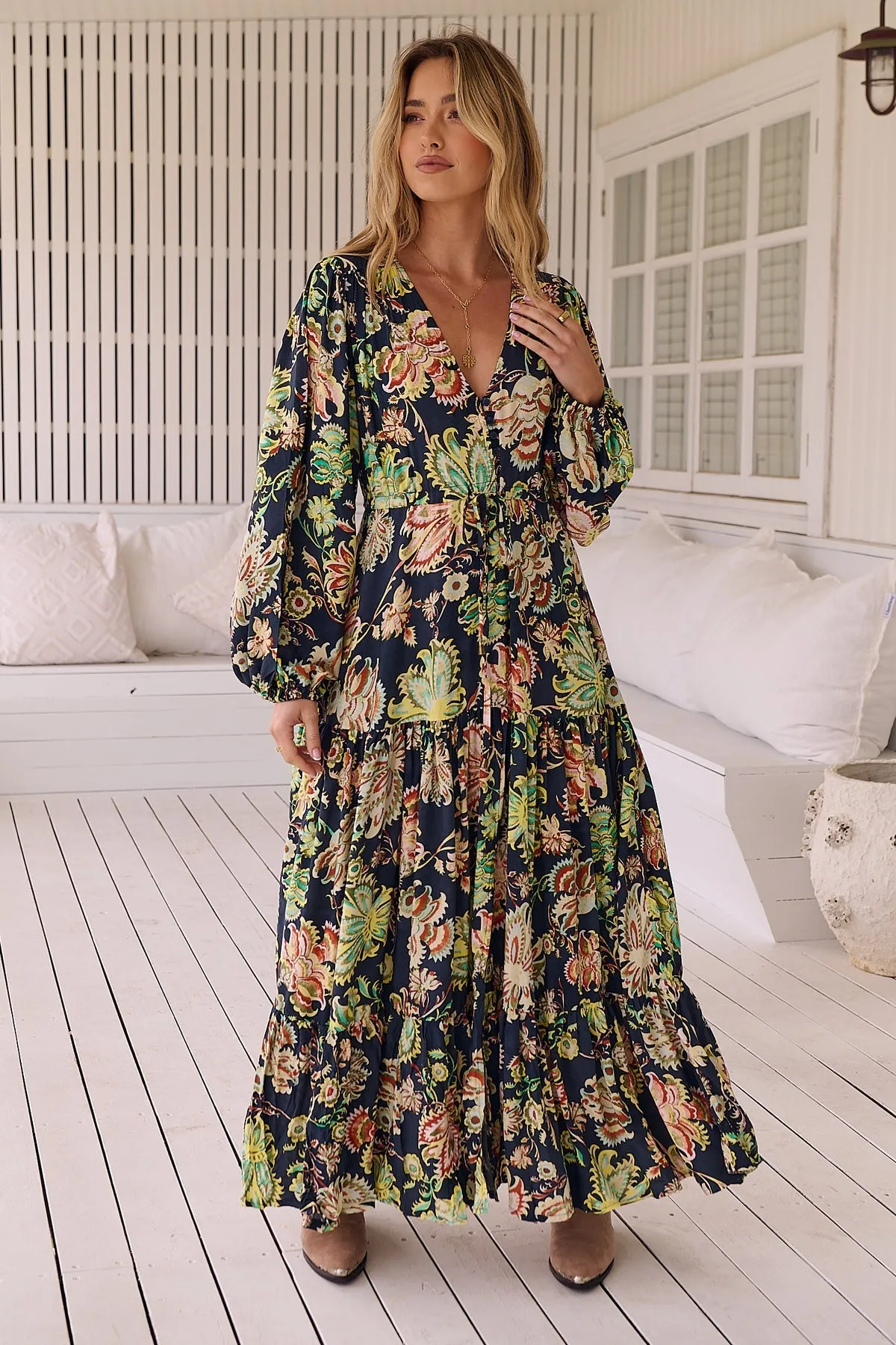 Jaase Teresa Maxi Dress Long Billowy Sleeve - Brielle Collection