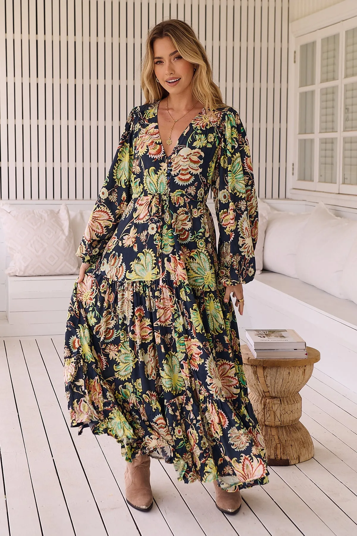 Jaase Teresa Maxi Dress Long Billowy Sleeve - Brielle Collection