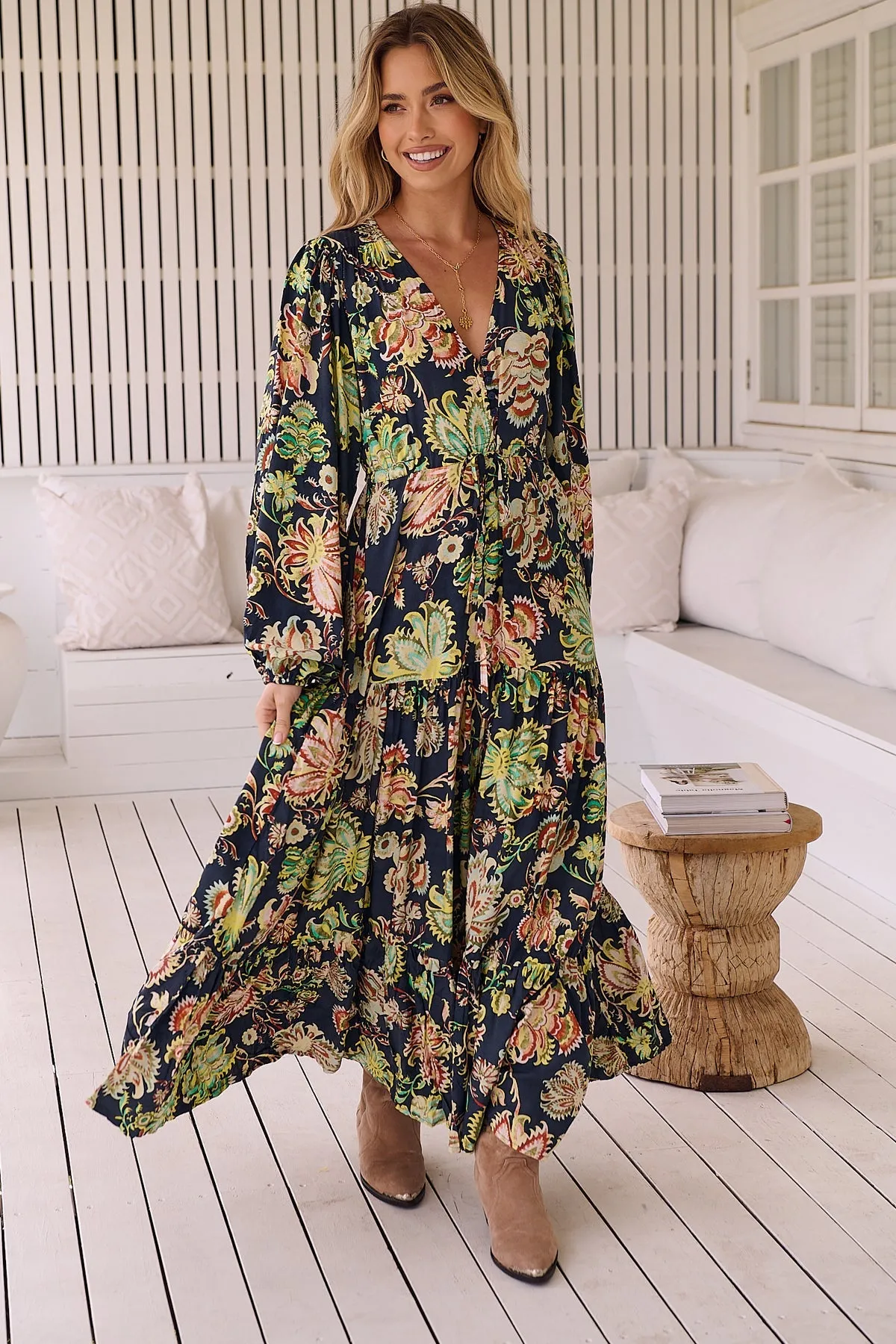 Jaase Teresa Maxi Dress Long Billowy Sleeve - Brielle Collection