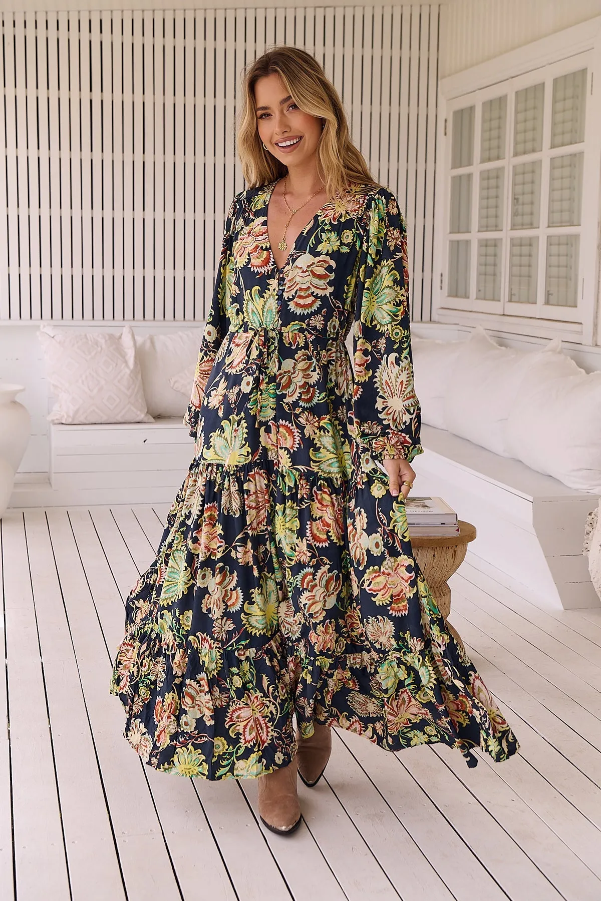 Jaase Teresa Maxi Dress Long Billowy Sleeve - Brielle Collection