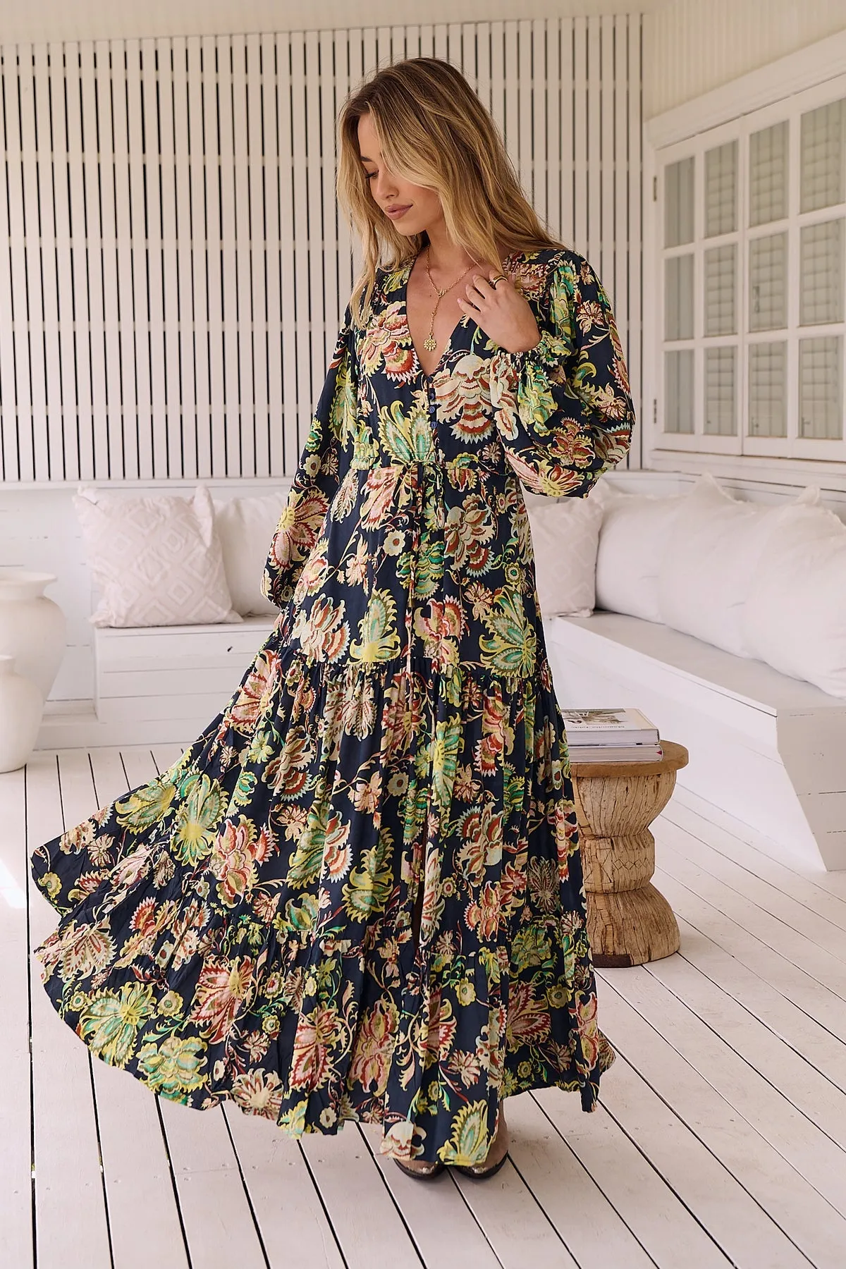 Jaase Teresa Maxi Dress Long Billowy Sleeve - Brielle Collection