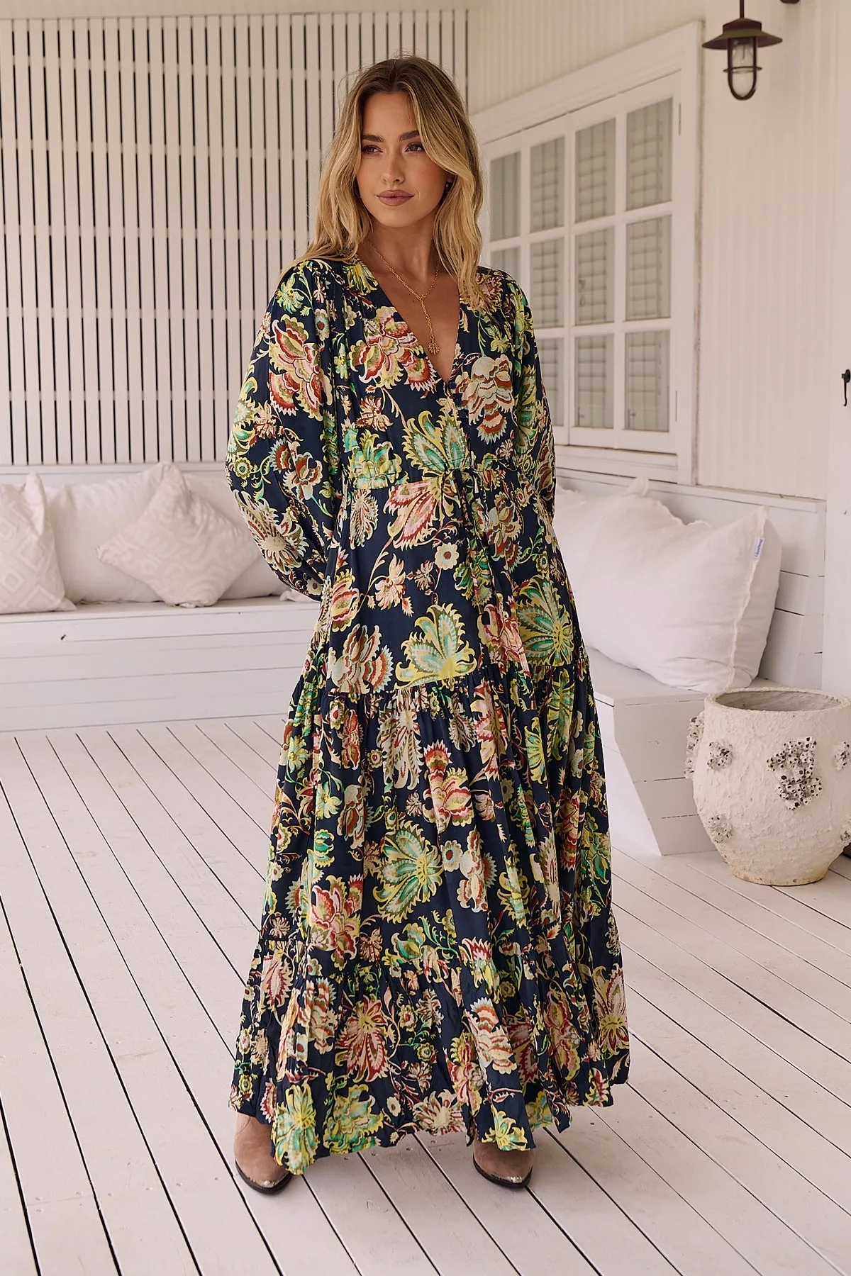 Jaase Teresa Maxi Dress Long Billowy Sleeve - Brielle Collection