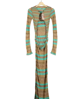 Jaded London Brown Allure Stripe Knitted Maxi Dress UK S