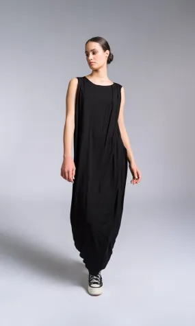 Jersey Dress with Asymmetric Draped Hem