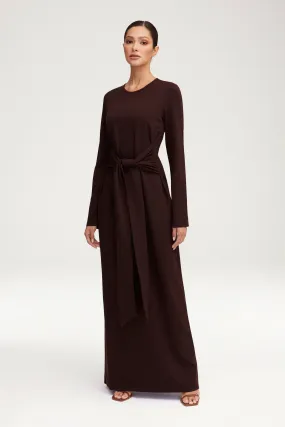 Jersey Tie Front Maxi Dress - Espresso