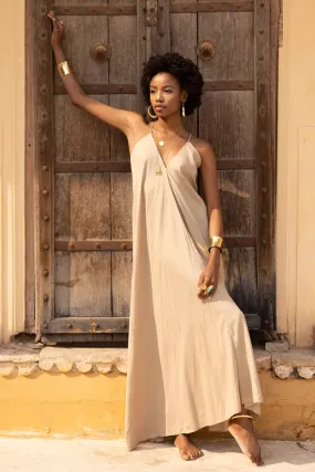 Juno Halterneck Maxi Dress - Beige