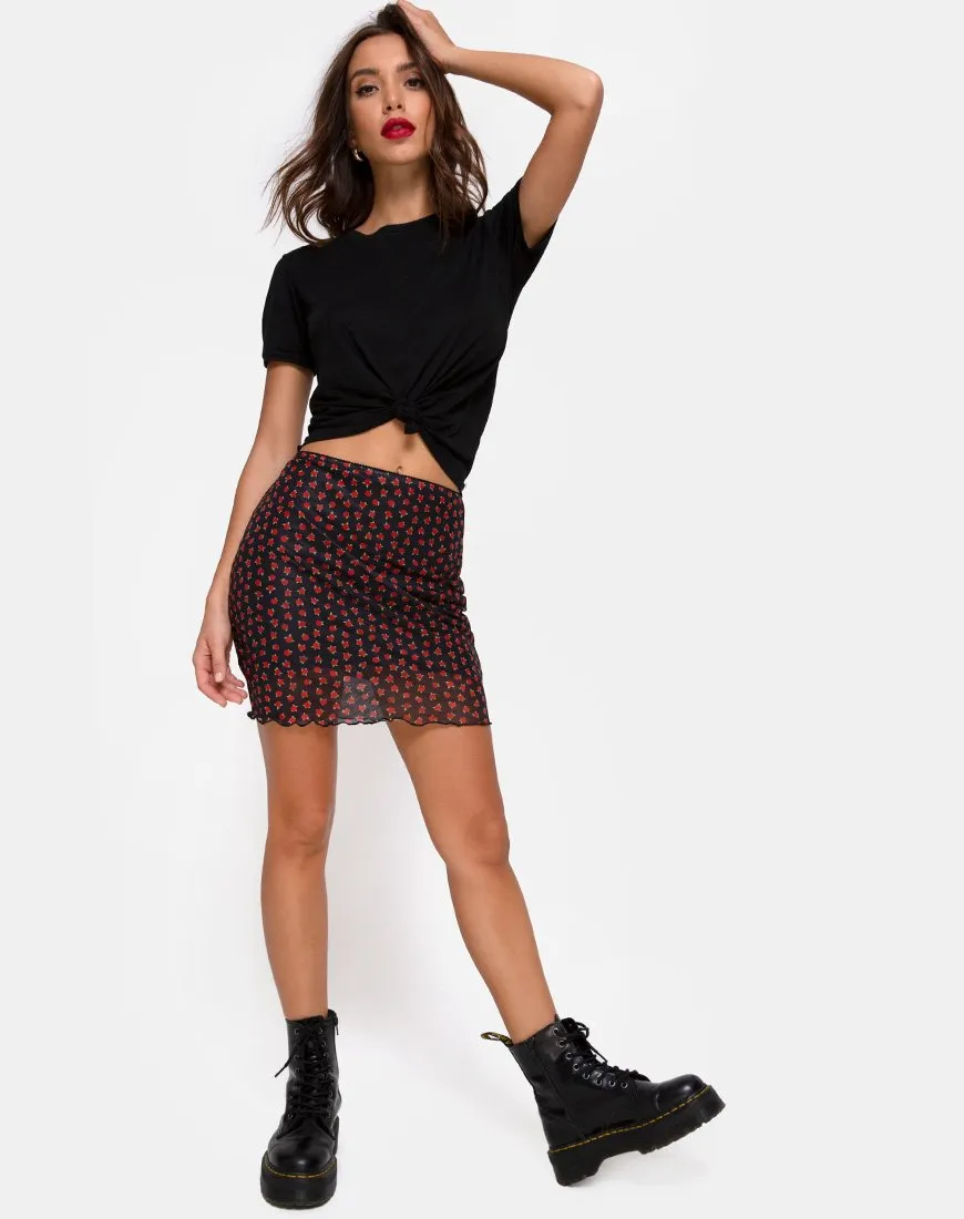 Kinnie Mini Skirt in Dotty Rose Net