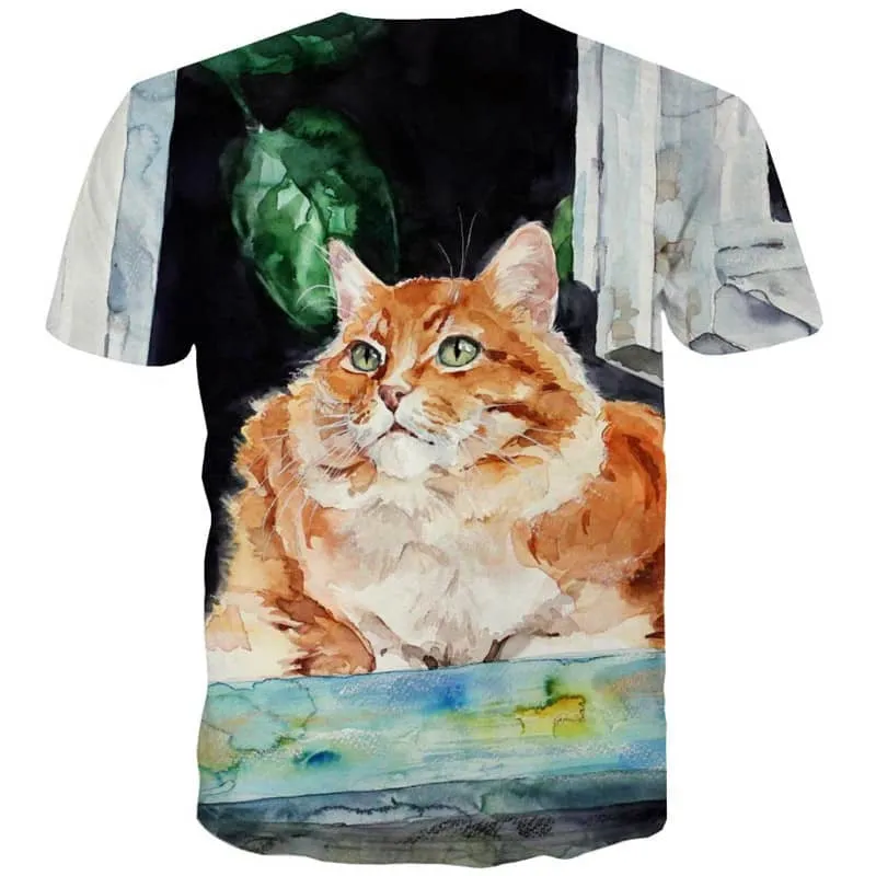 kitten shirt cat tshirt 3D art costume Casual men pet