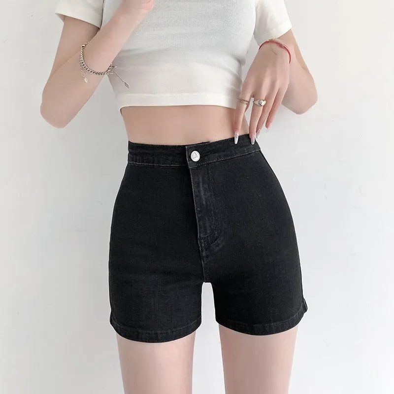 KittenAlarm - Women Shorts Sexy Jeans Peach 2024 Summer New Mini Elegant Lady Skinny Denim Shorts Female Casual Cycling Short Harajuku