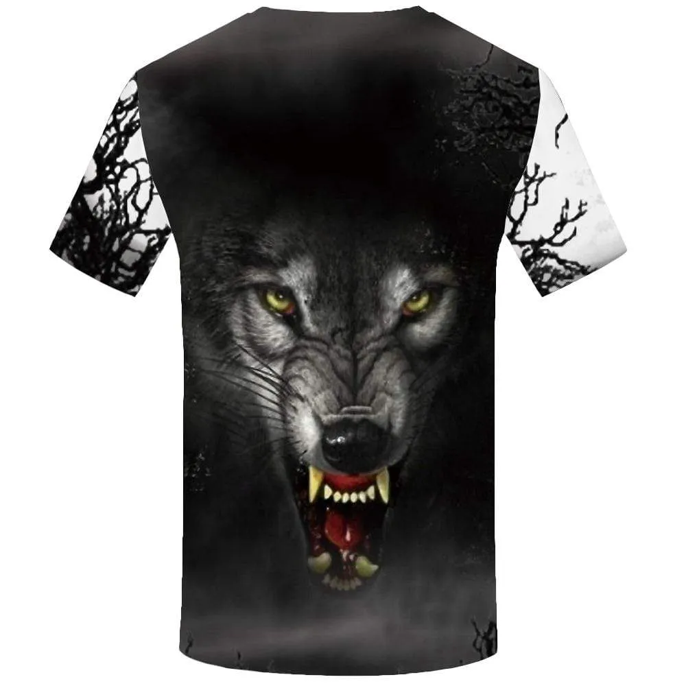 KYKU Wolf T-shirts Men Animal Tshirt Anime Forest T-shirt 3d Angry Tshirts Print Gray T shirts Funny Mens Fashion Graphic