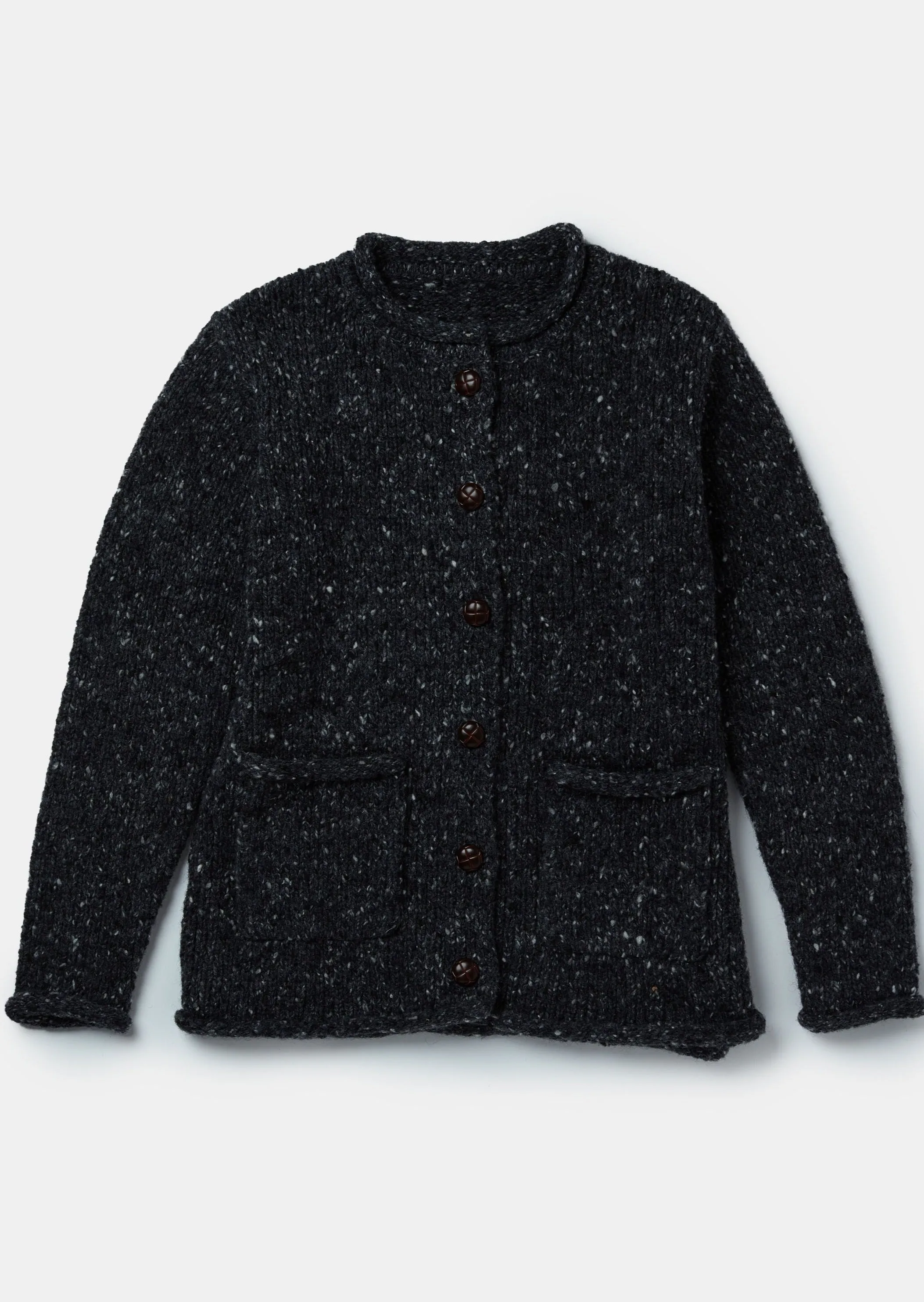 Ladies Donegal Wool Cardigan | Charcoal