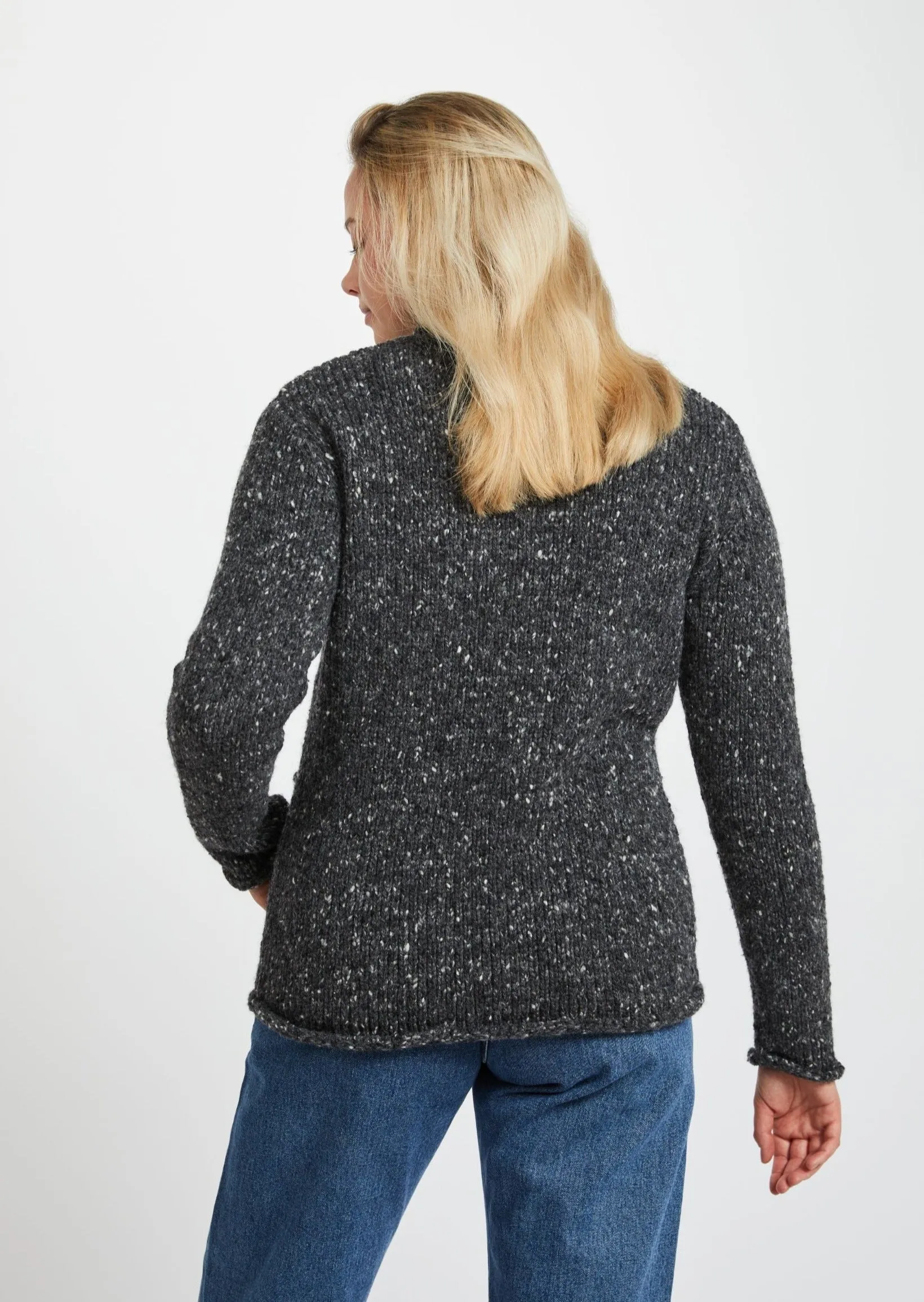 Ladies Donegal Wool Cardigan | Charcoal