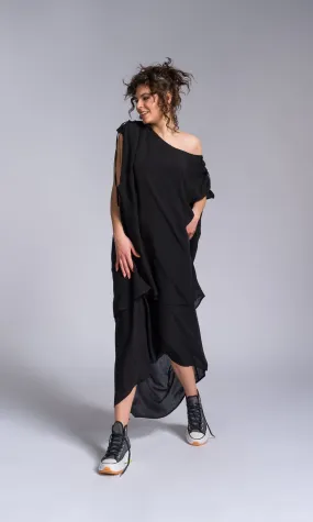 Layered Kaftan Dress with Adjustable Shoulders