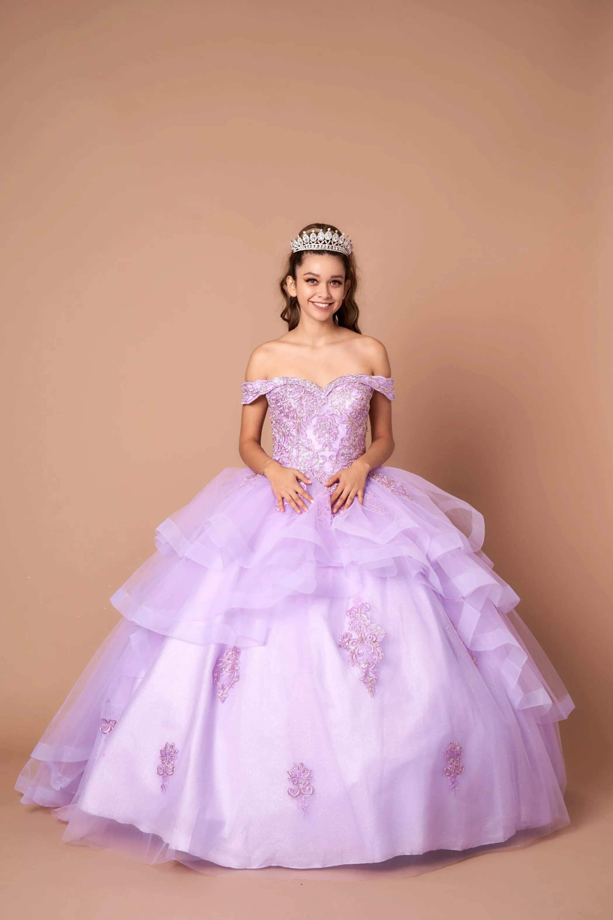 Layered Off Shoulder Quinceanera Dress by Calla KY018383