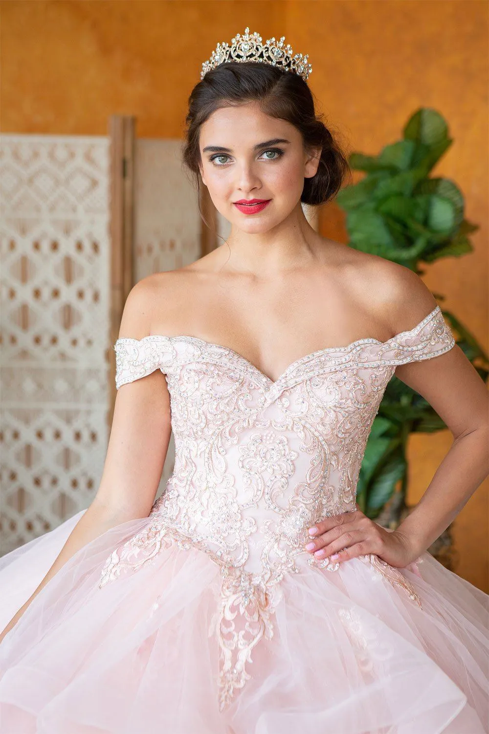 Layered Off Shoulder Quinceanera Dress by Calla KY018383