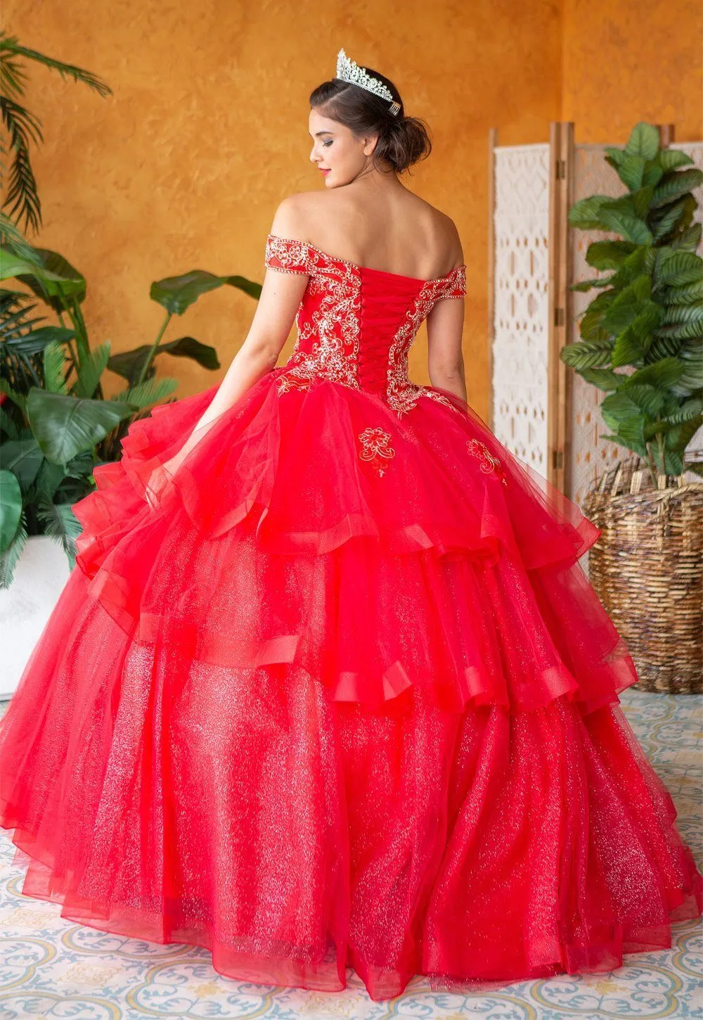 Layered Off Shoulder Quinceanera Dress by Calla KY018383