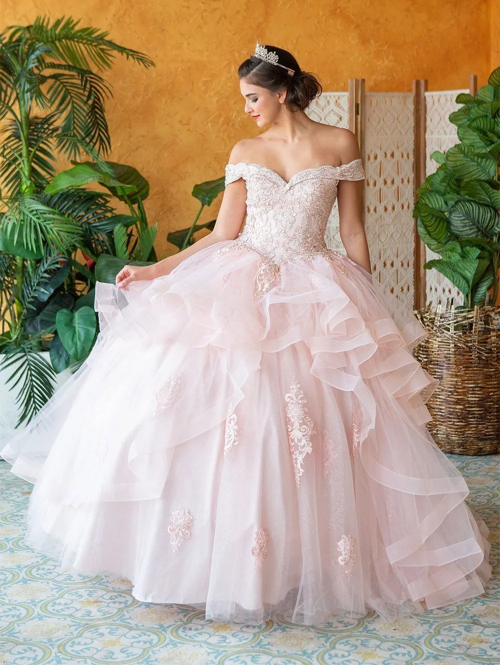 Layered Off Shoulder Quinceanera Dress by Calla KY018383