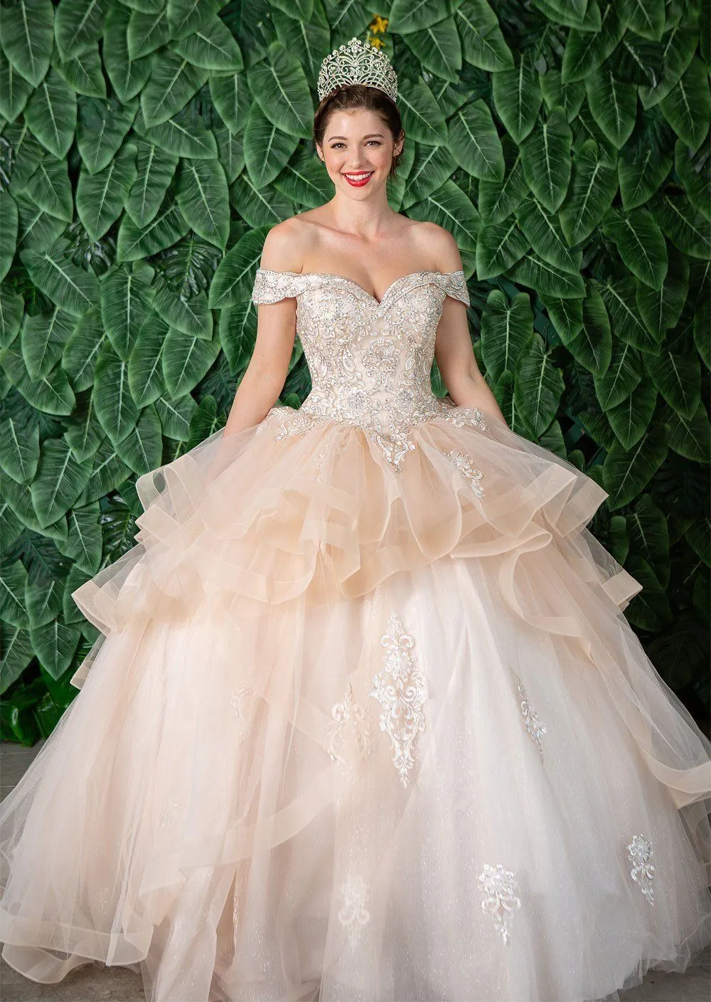 Layered Off Shoulder Quinceanera Dress by Calla KY018383