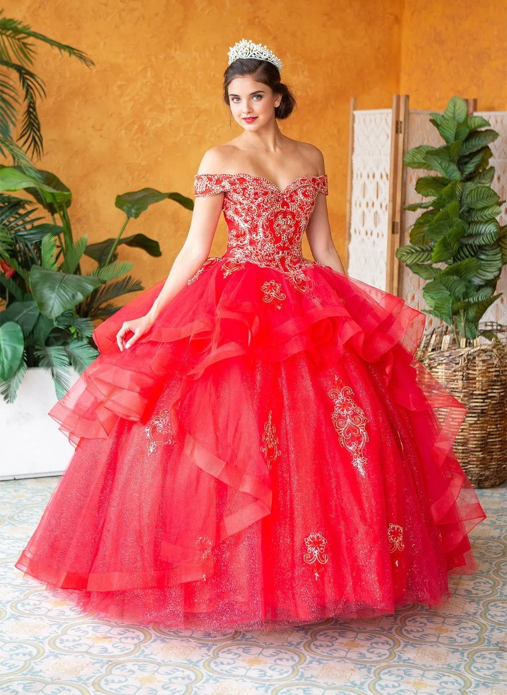 Layered Off Shoulder Quinceanera Dress by Calla KY018383