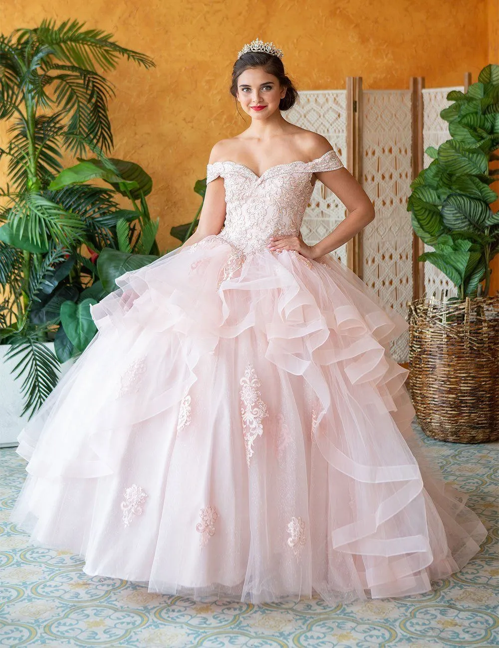 Layered Off Shoulder Quinceanera Dress by Calla KY018383