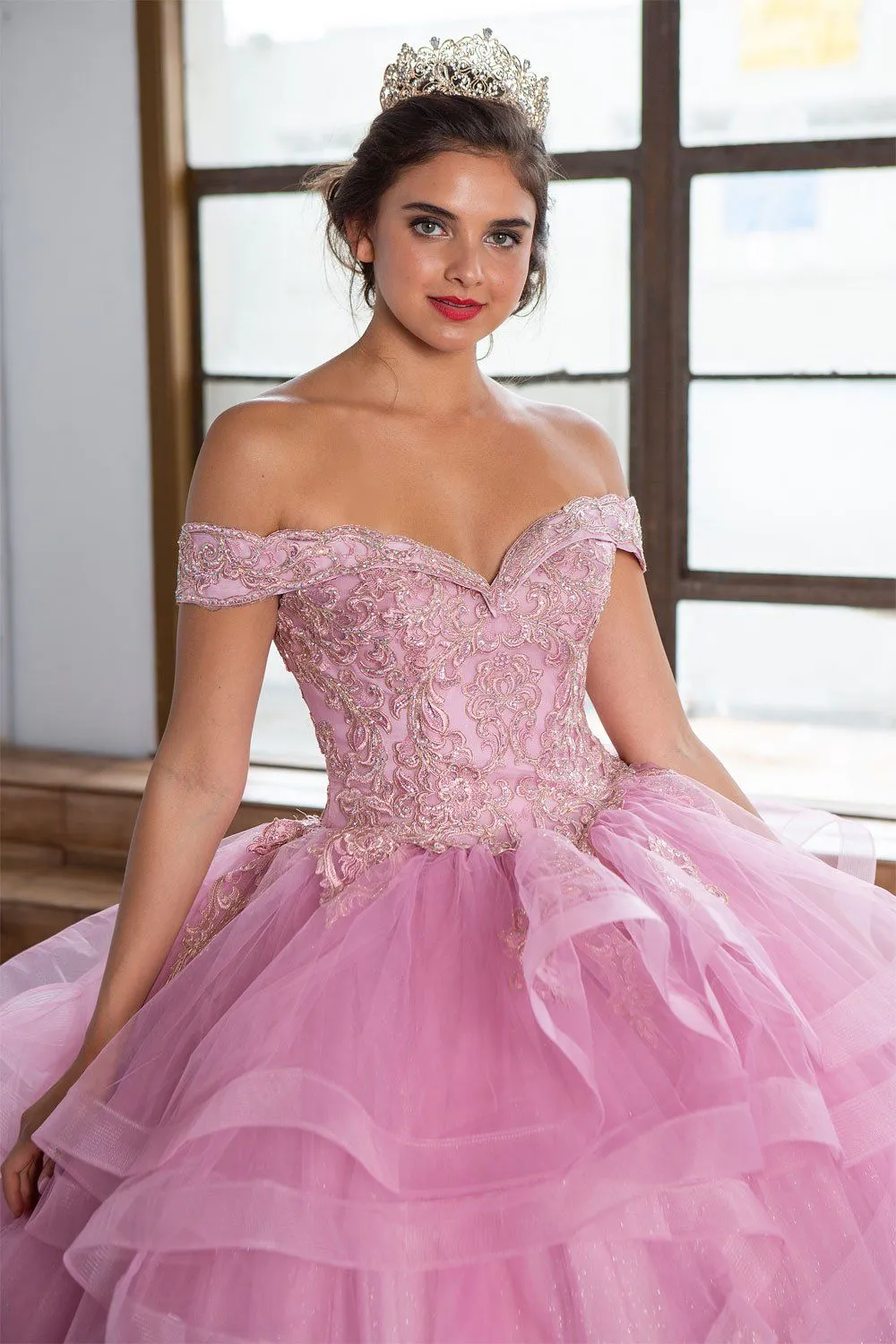 Layered Off Shoulder Quinceanera Dress by Calla KY018383