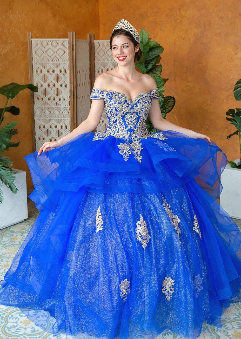 Layered Off Shoulder Quinceanera Dress by Calla KY018383