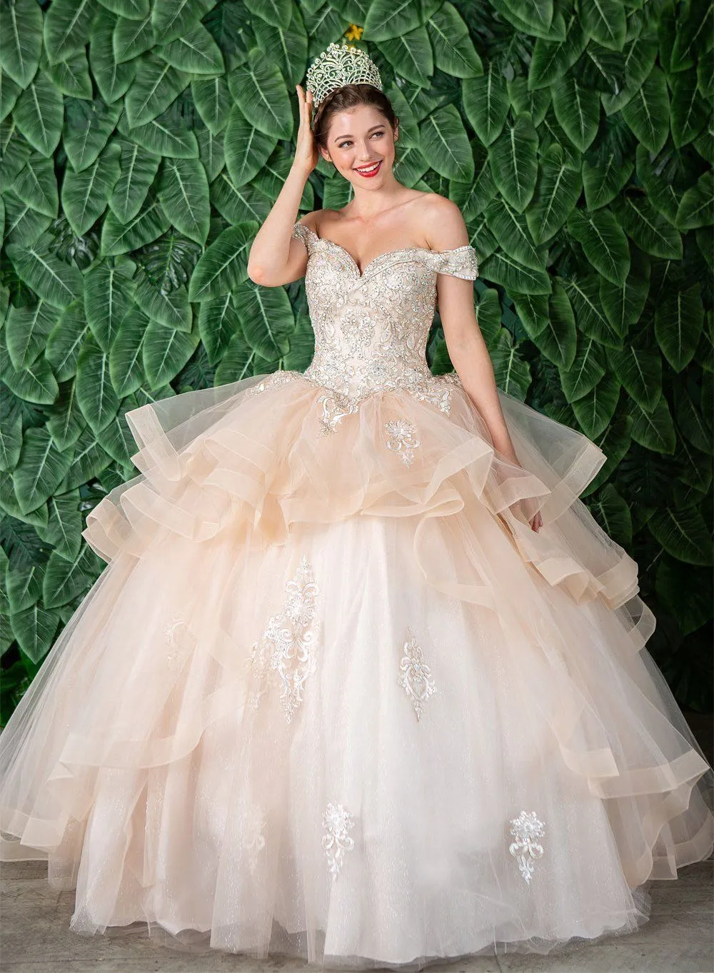 Layered Off Shoulder Quinceanera Dress by Calla KY018383