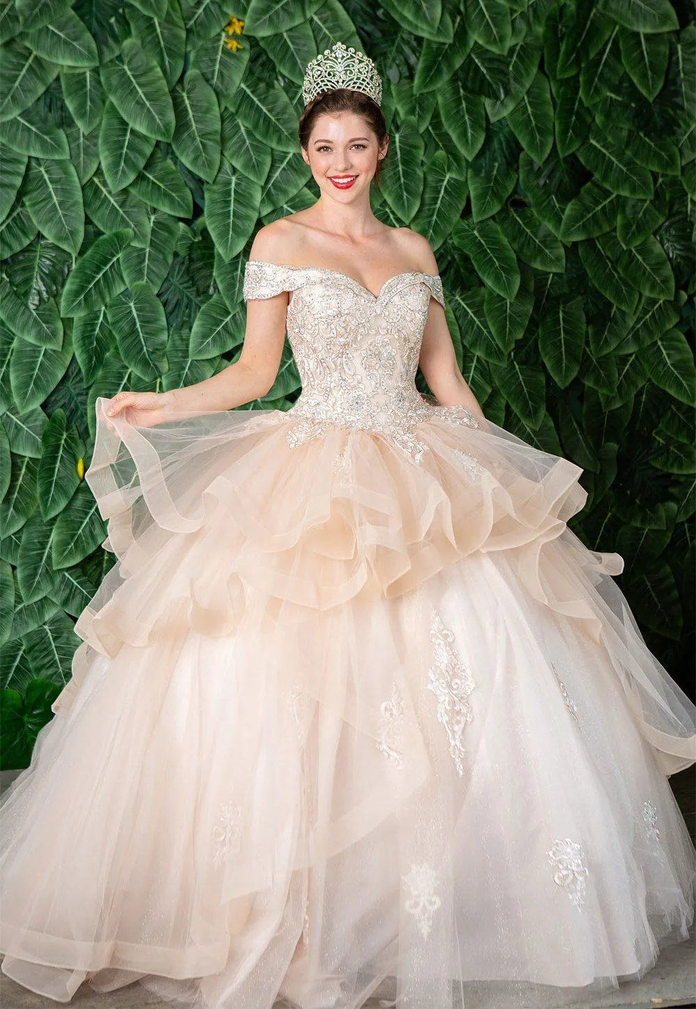 Layered Off Shoulder Quinceanera Dress by Calla KY018383