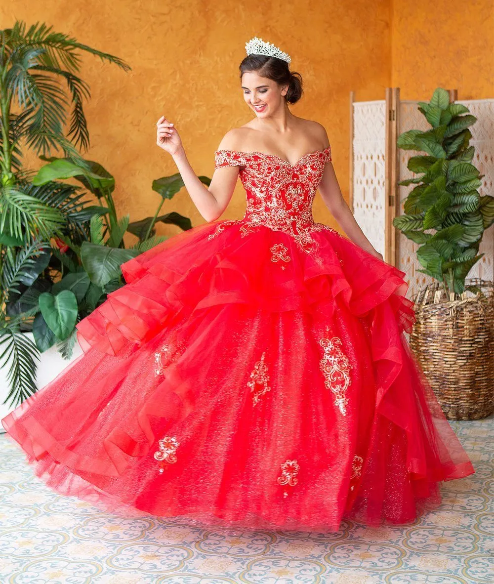 Layered Off Shoulder Quinceanera Dress by Calla KY018383