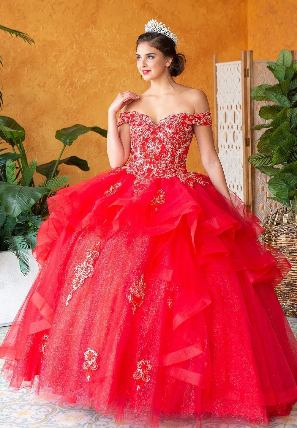 Layered Off Shoulder Quinceanera Dress by Calla KY018383