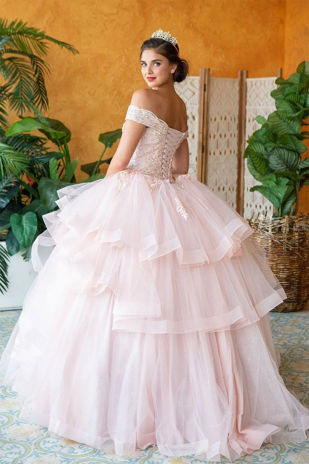 Layered Off Shoulder Quinceanera Dress by Calla KY018383