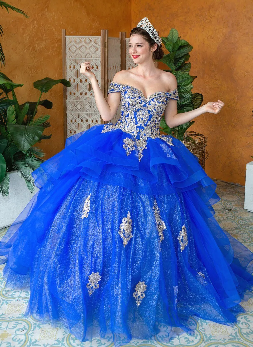 Layered Off Shoulder Quinceanera Dress by Calla KY018383