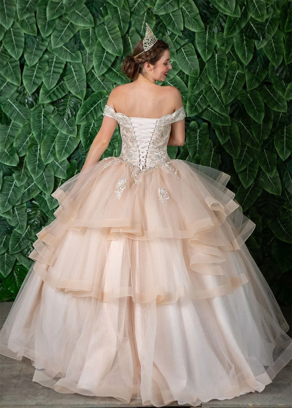 Layered Off Shoulder Quinceanera Dress by Calla KY018383