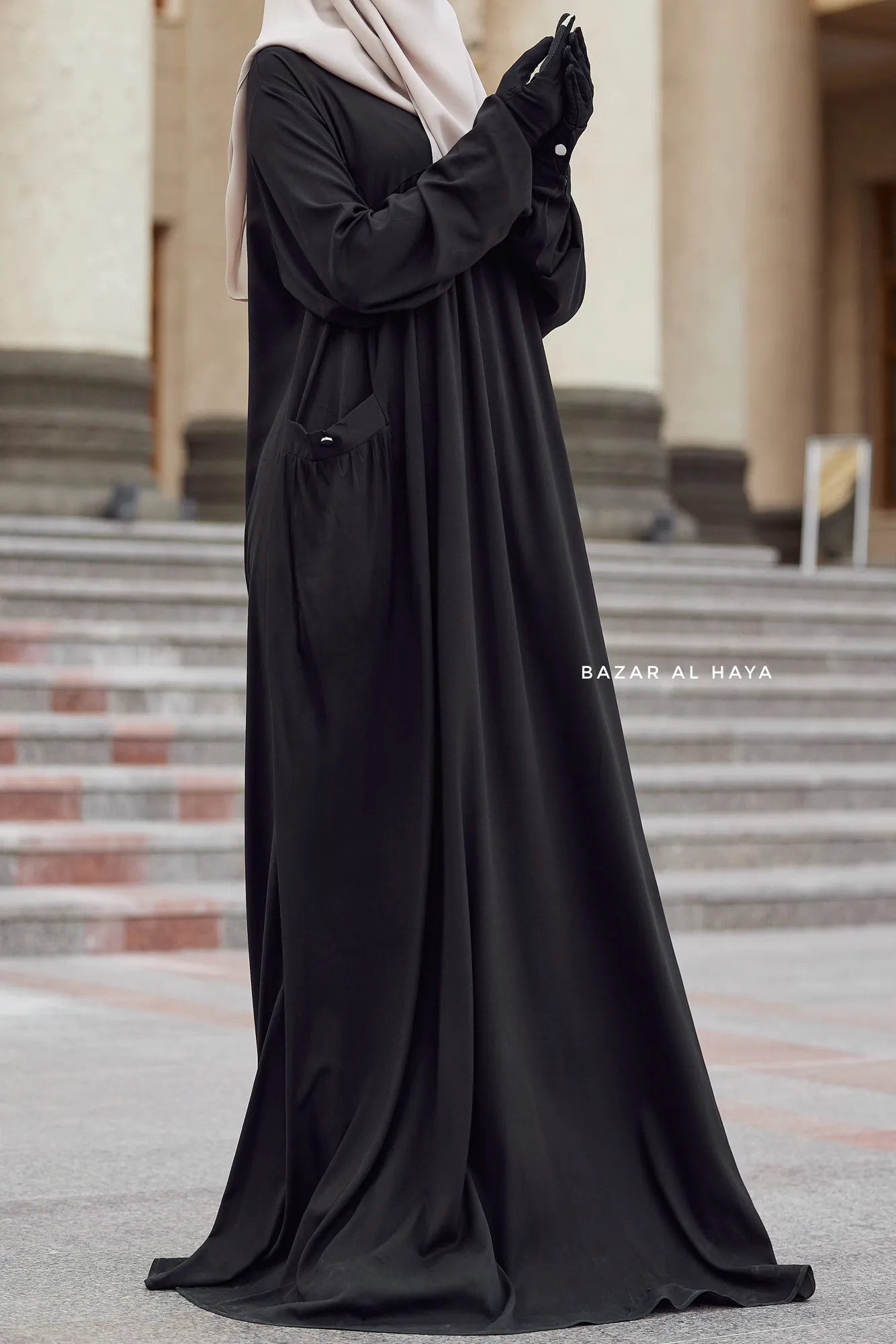 Layla Black Abaya Dress - 100% Cotton Summer Relaxed Fit Dress With Pockets