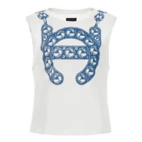 LC Logo Sleeveless Tee With Shoulder Pads Blue