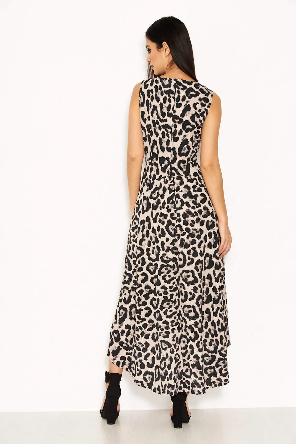 Leopard Print Frill Maxi Dress