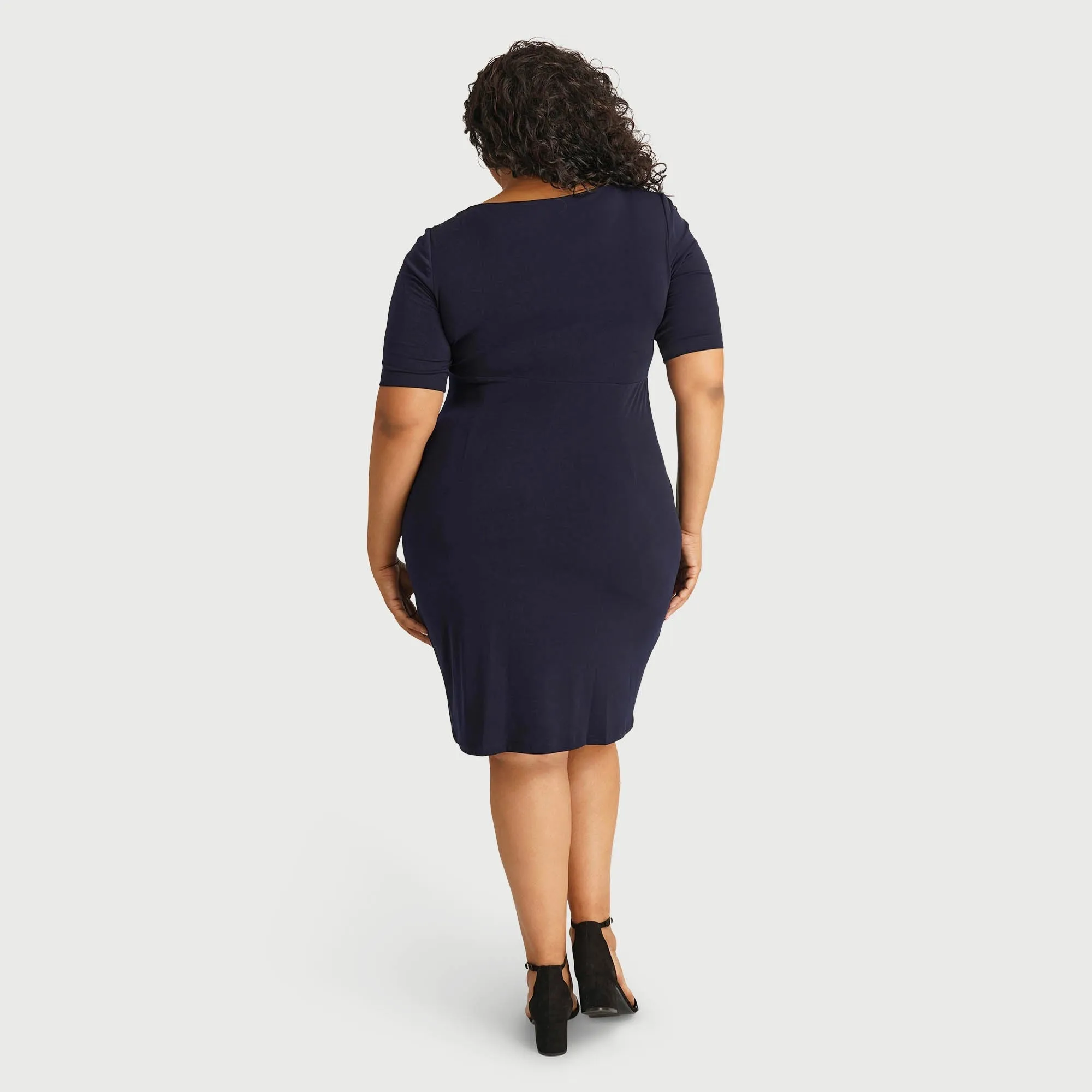 Lisa Navy Faux Wrap Dress