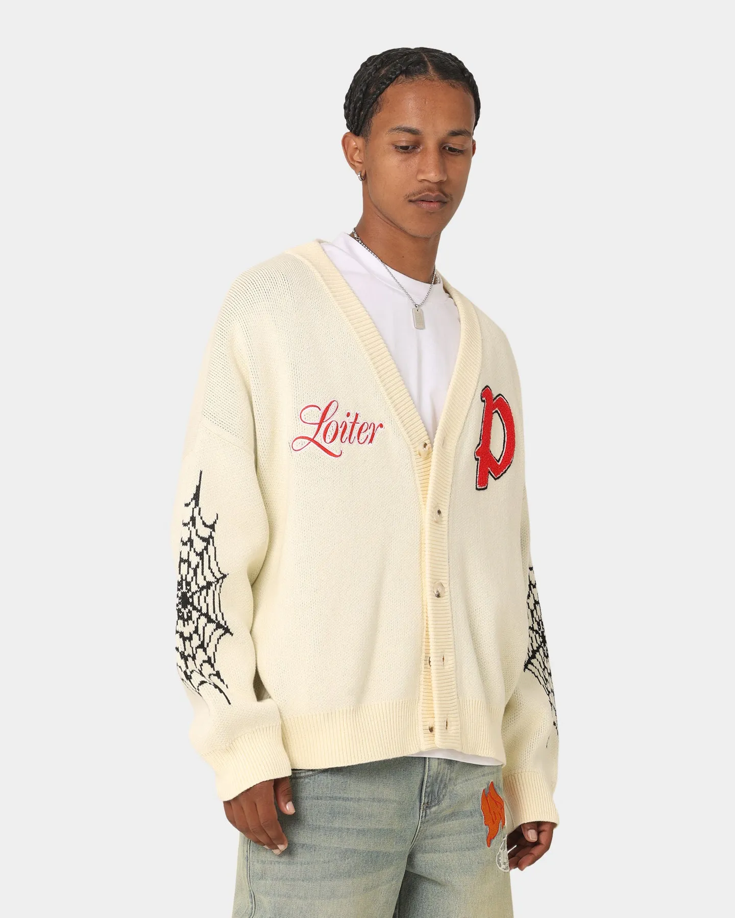 Loiter Spider Cardigan Cream