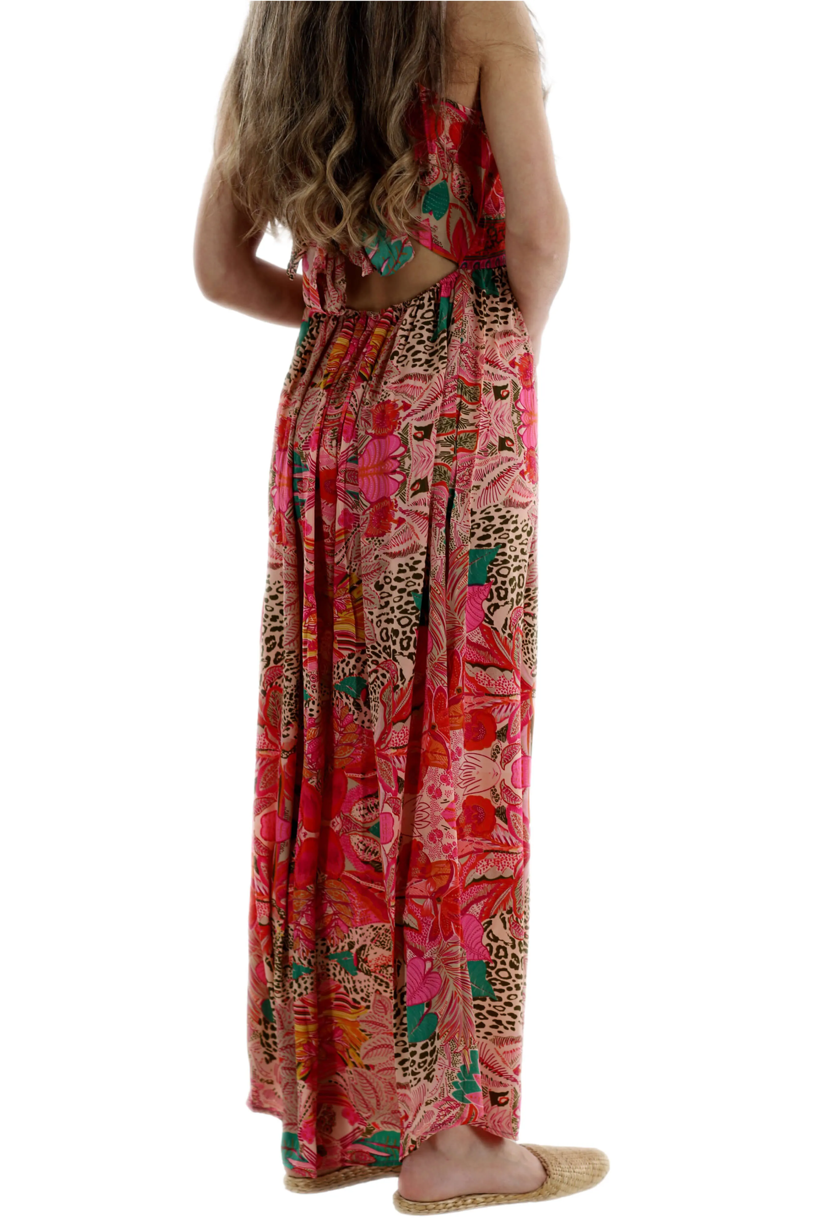 Long Flowy Floral 'Alessandra' Maxi Dress in Light Pink