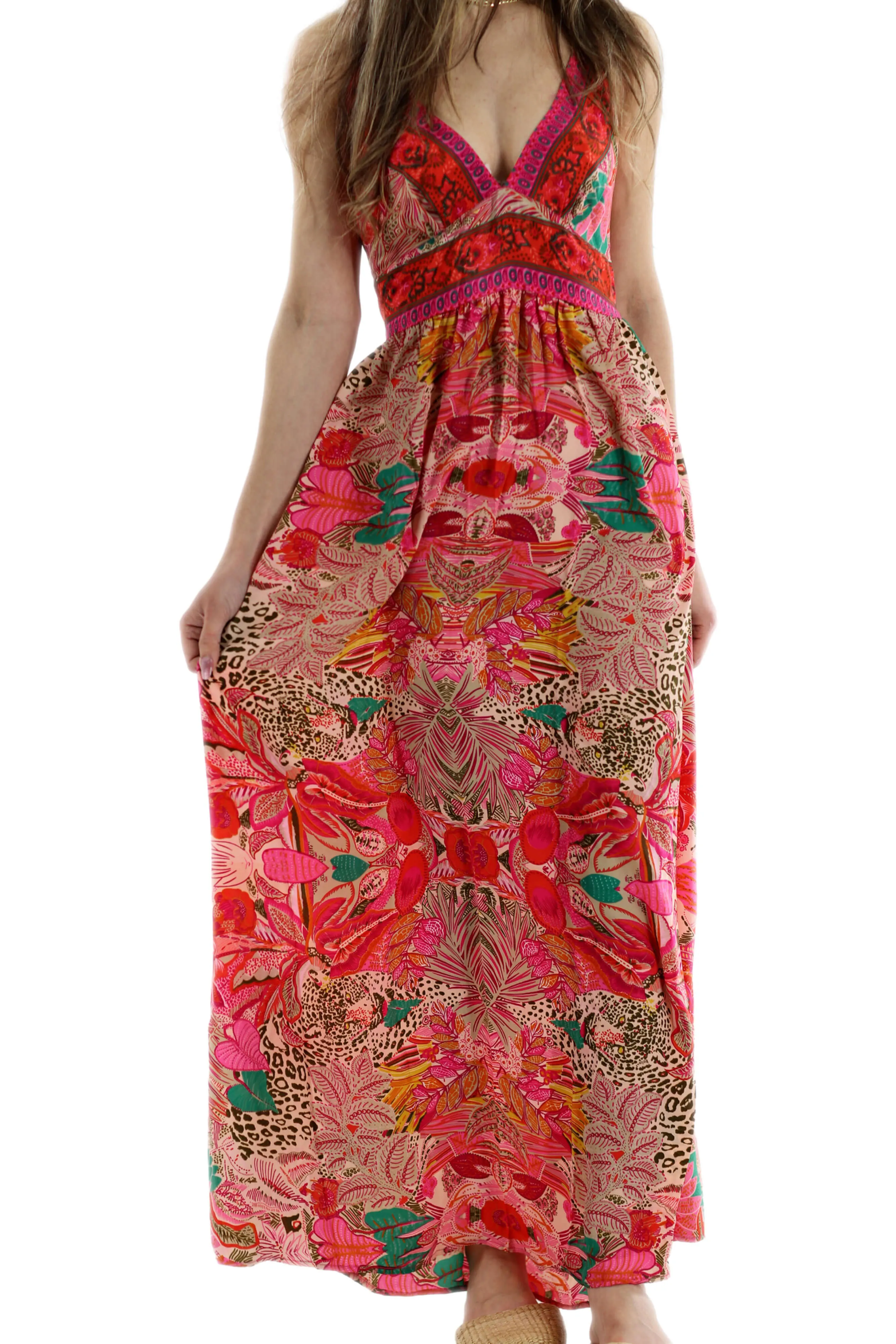 Long Flowy Floral 'Alessandra' Maxi Dress in Light Pink