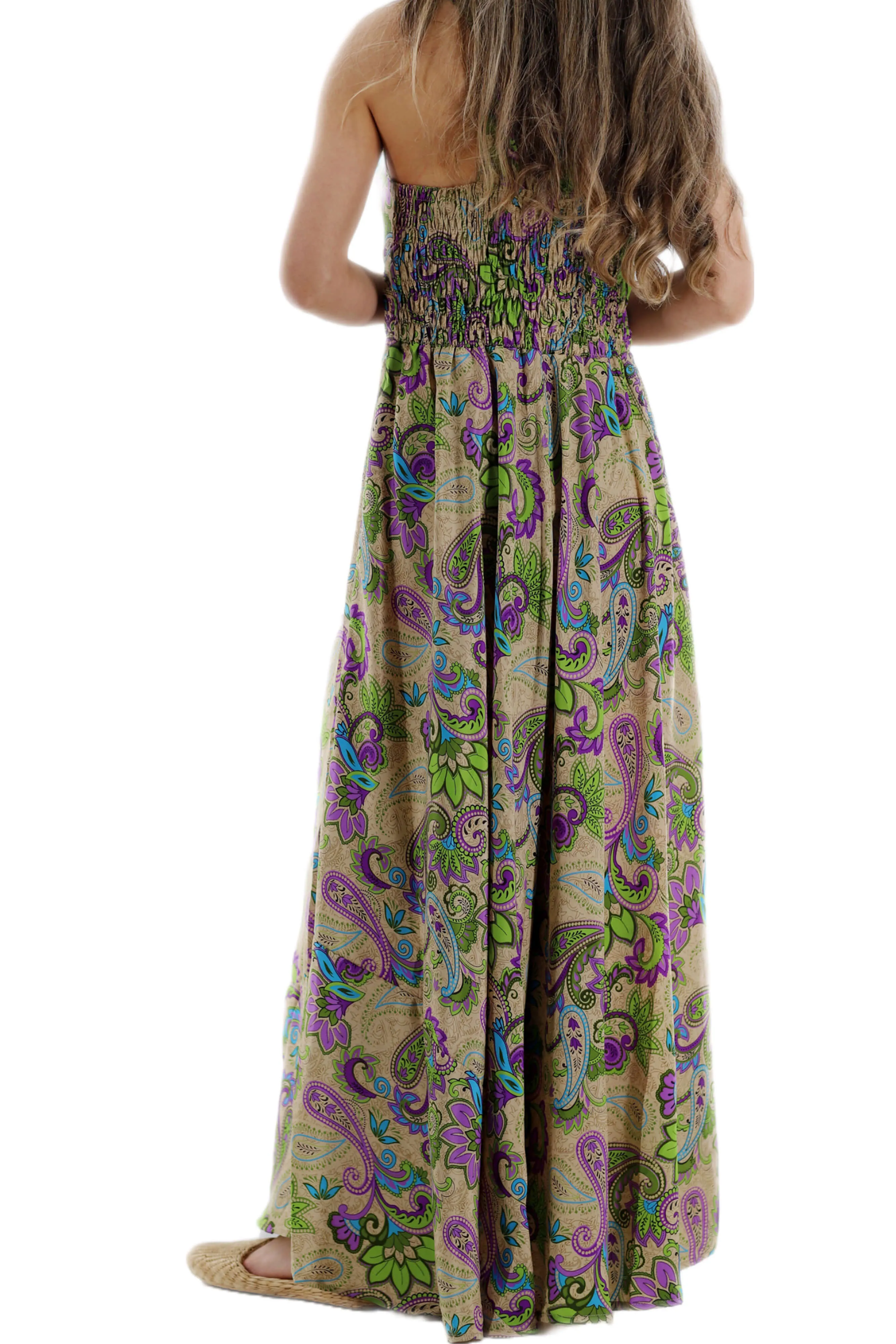 Long Flowy Floral "Ariana" 2024 Ver. Maxi Dress in Green