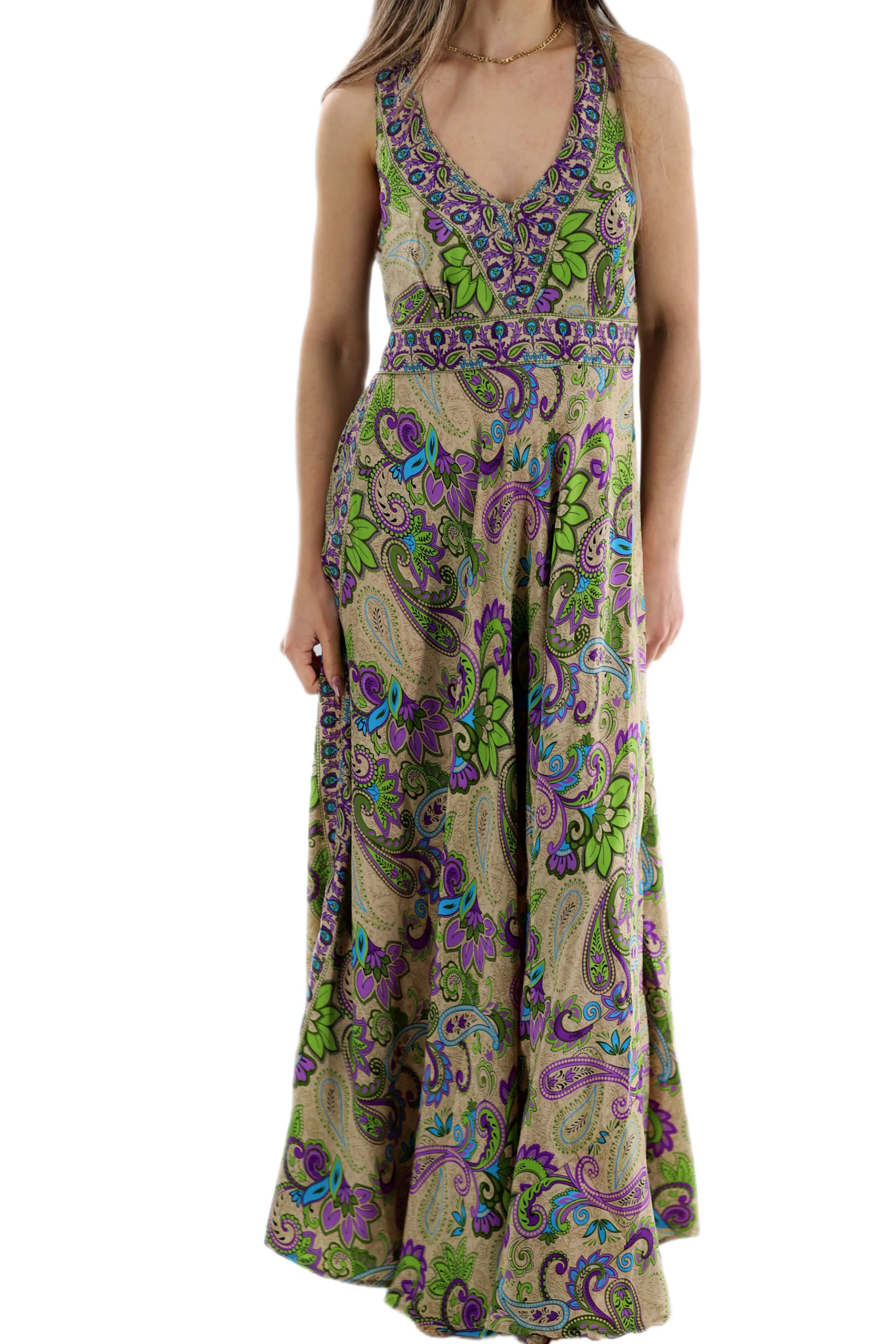 Long Flowy Floral "Ariana" 2024 Ver. Maxi Dress in Green