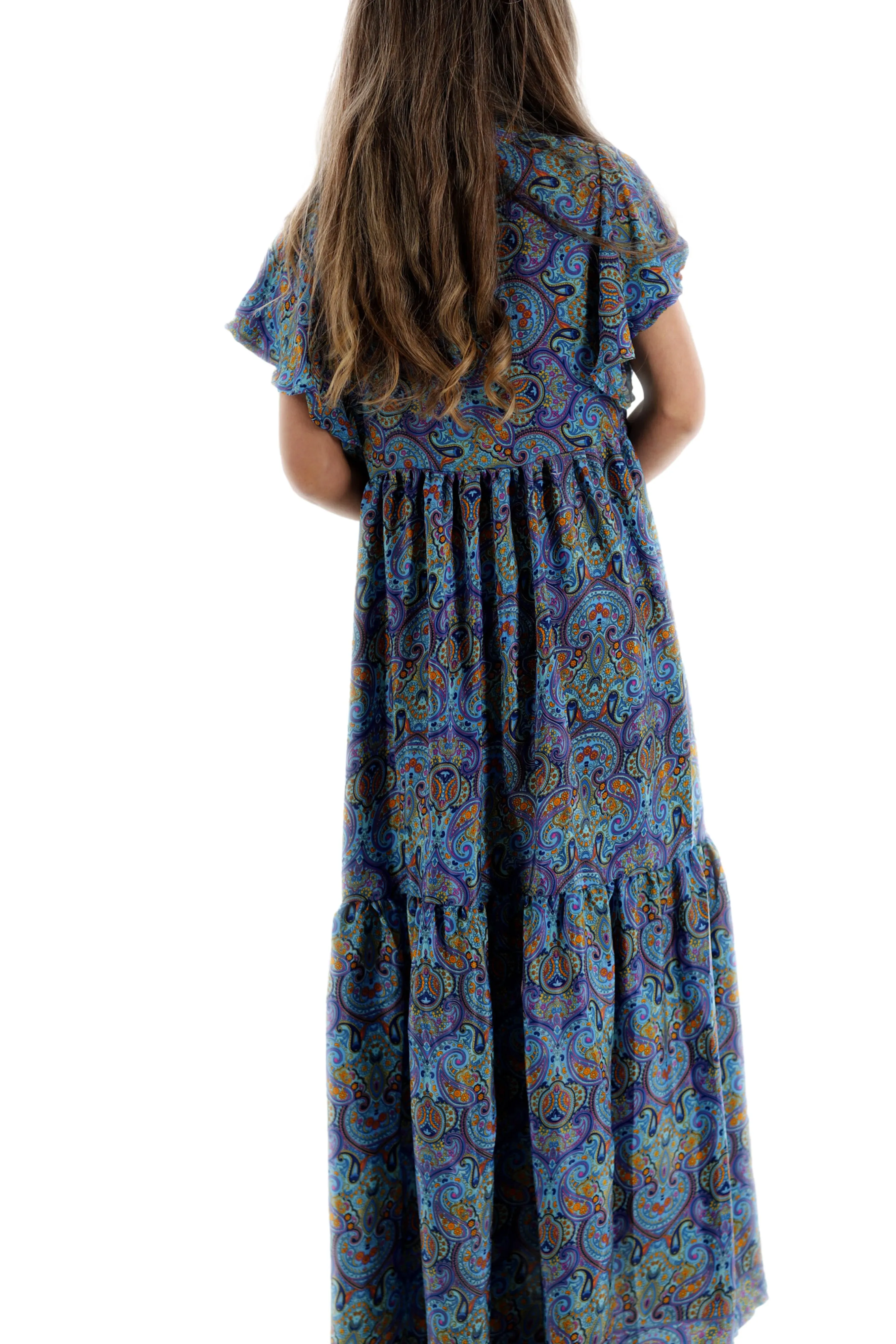 Long Flowy Floral 'Sienna' Maxi Dress in Blue