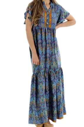 Long Flowy Floral 'Sienna' Maxi Dress in Blue