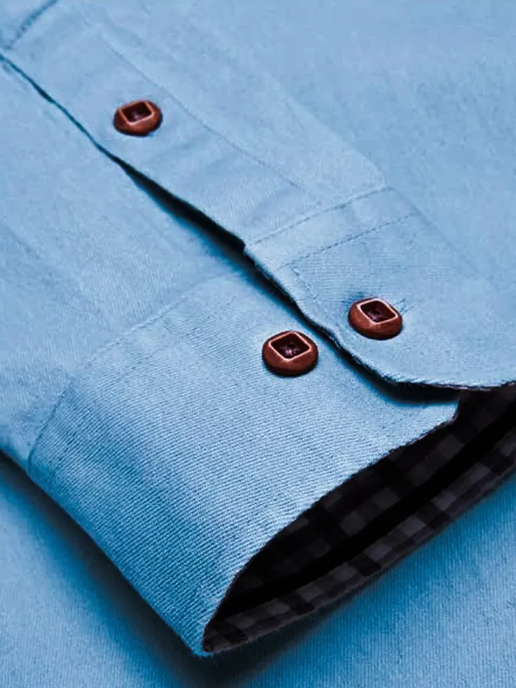 Long-Sleeve Denim Dress Shirt