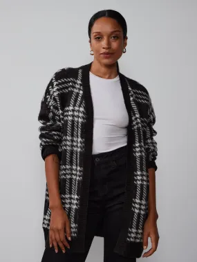 Long Sleeve Open Front Plaid Cardigan