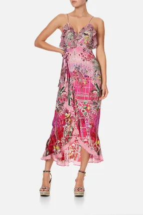 LONG WRAP DRESS WITH FRILL GLASSHOUSE ROMANCE