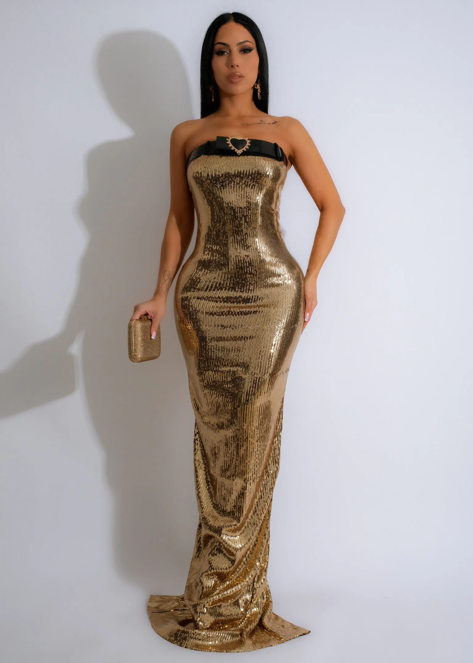 Love Story Sequin Maxi Dress Gold