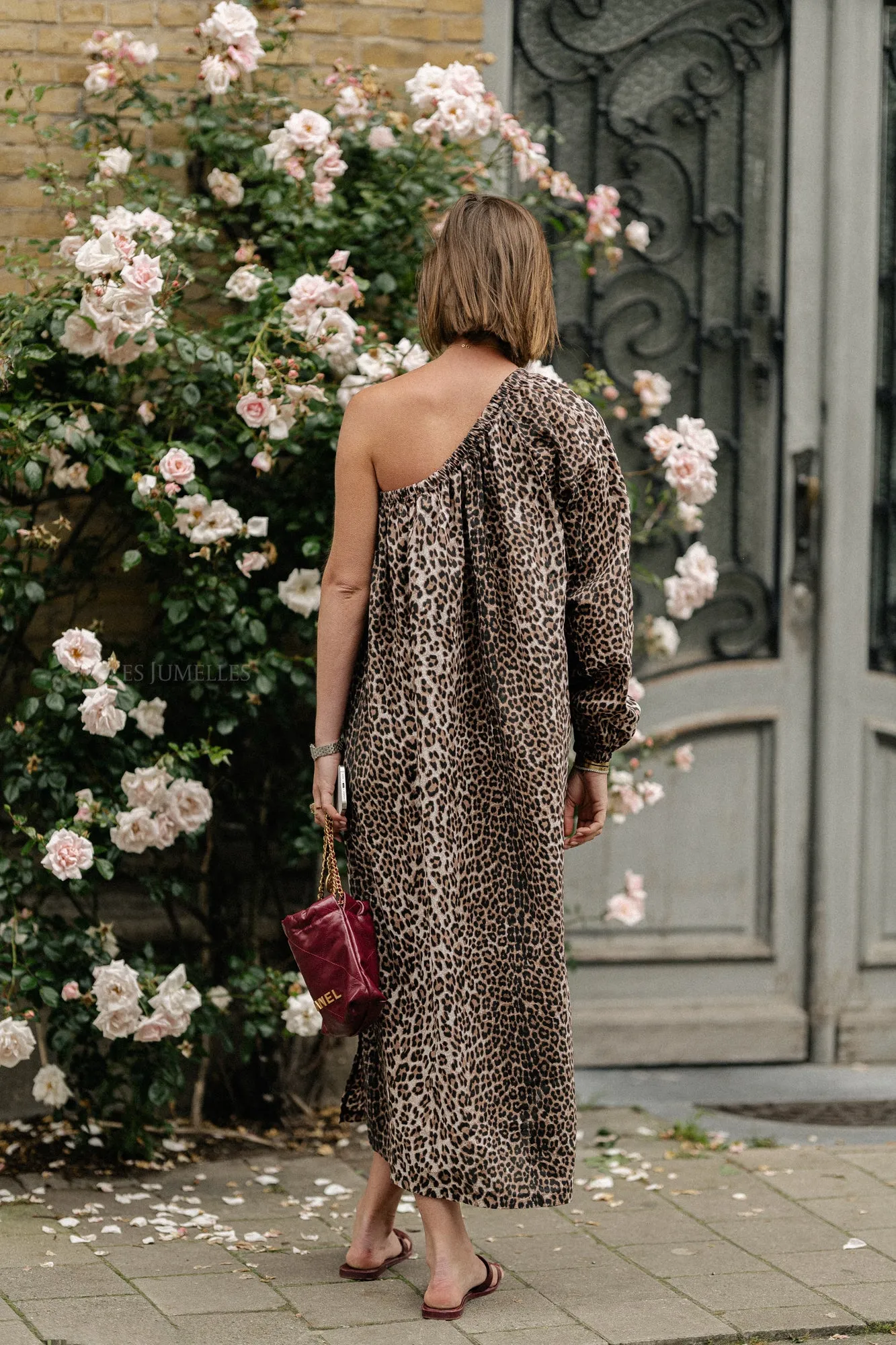 Margaret one shoulder long dress leopard