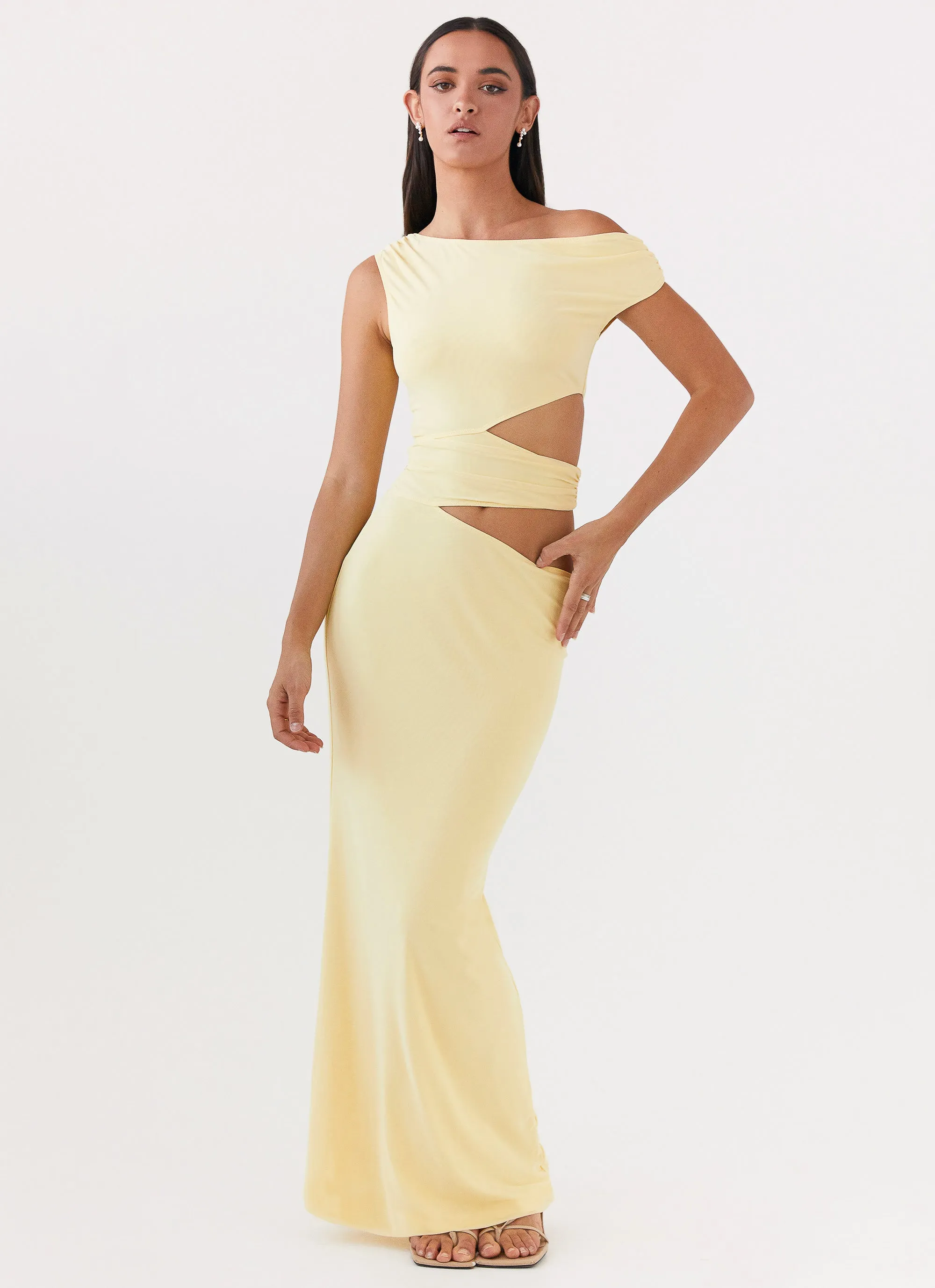 Margot One Shoulder Maxi Dress - Yellow